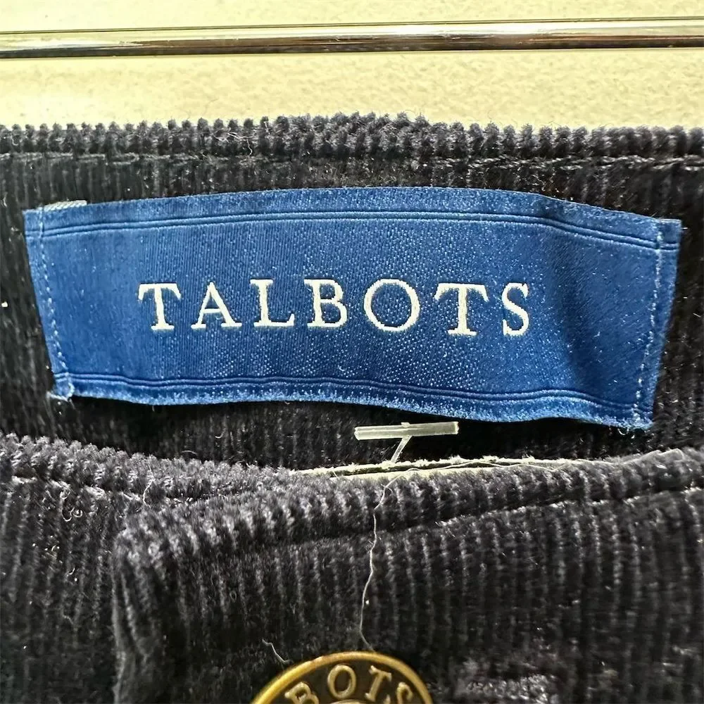 Talbots Women's Petites Black High‎ Waist Corduroy Pants Sz 14P Grunge Retro